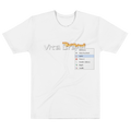 White t-shirt with a graphic design on a white background a burning "Vita Brand"
