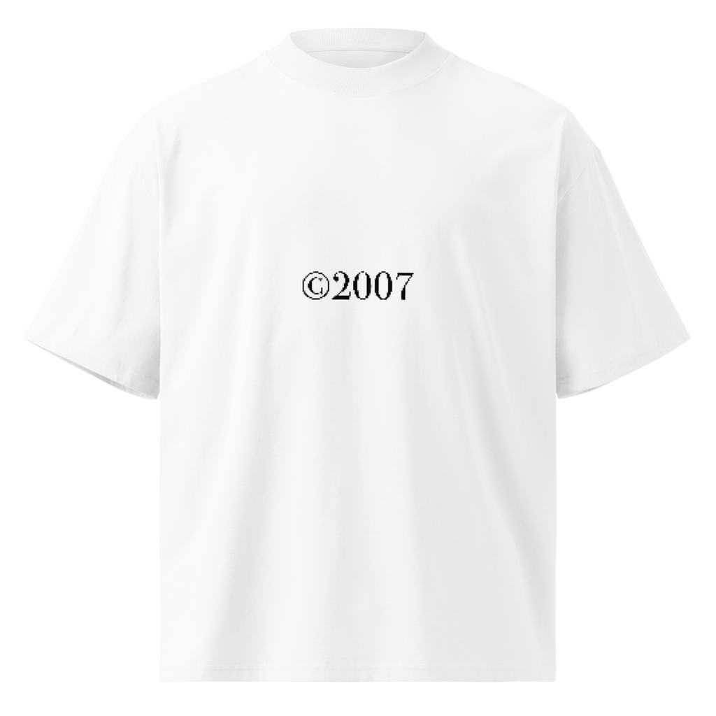 White t-shirt with "@2007" logo on a white background