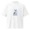 White t-shirt with a logo that reads: "Vita.brand" and a music logo on a white background